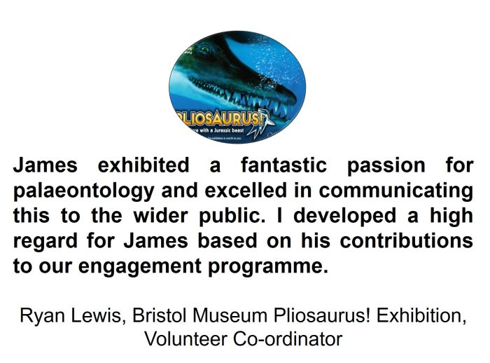 Ryan Lewis, Bristol Museum Pliosaurus! Exhibition, Volunteer Co-ordinator
